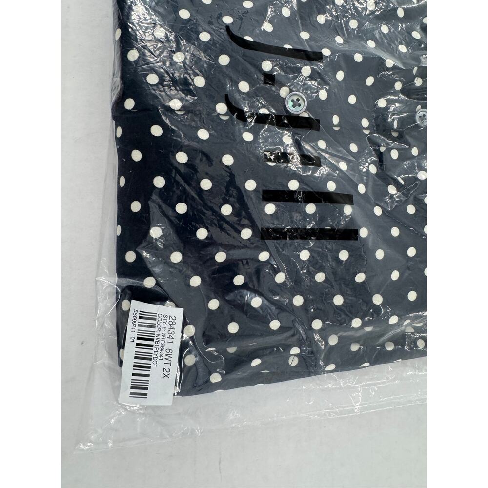 J.Jill Wearever Navy Polka Dot Button Down Blouse Plus SZ 2X Artsy Office Preppy - Picture 14 of 14